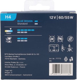 CARTREND Lampen-Set H4 Xenon Blue-Silver 12 V 60/55 W 2er-Packung