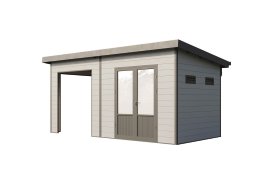 WOLFF FINNHAUS Gartenhaus Tona 5024 Hellgrau 28 mm