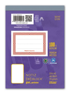 URSUS Notizblock A6 Format-X glatt 48 Blatt