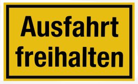 ALPERTEC Schild Ausfahrt Freihalten Gelb/Schwarz 25x15 cm