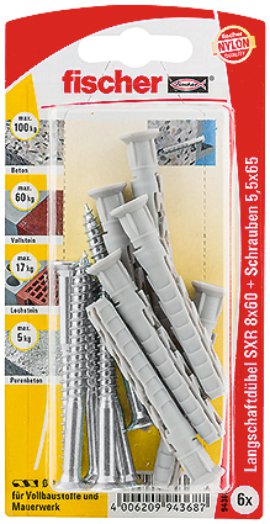 FISCHER Langschaftdübel SXRL Z K 8 mm