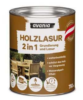 AVANIA 2in1-Holzlasur Grundierung und Lasur, Eiche 750 ml