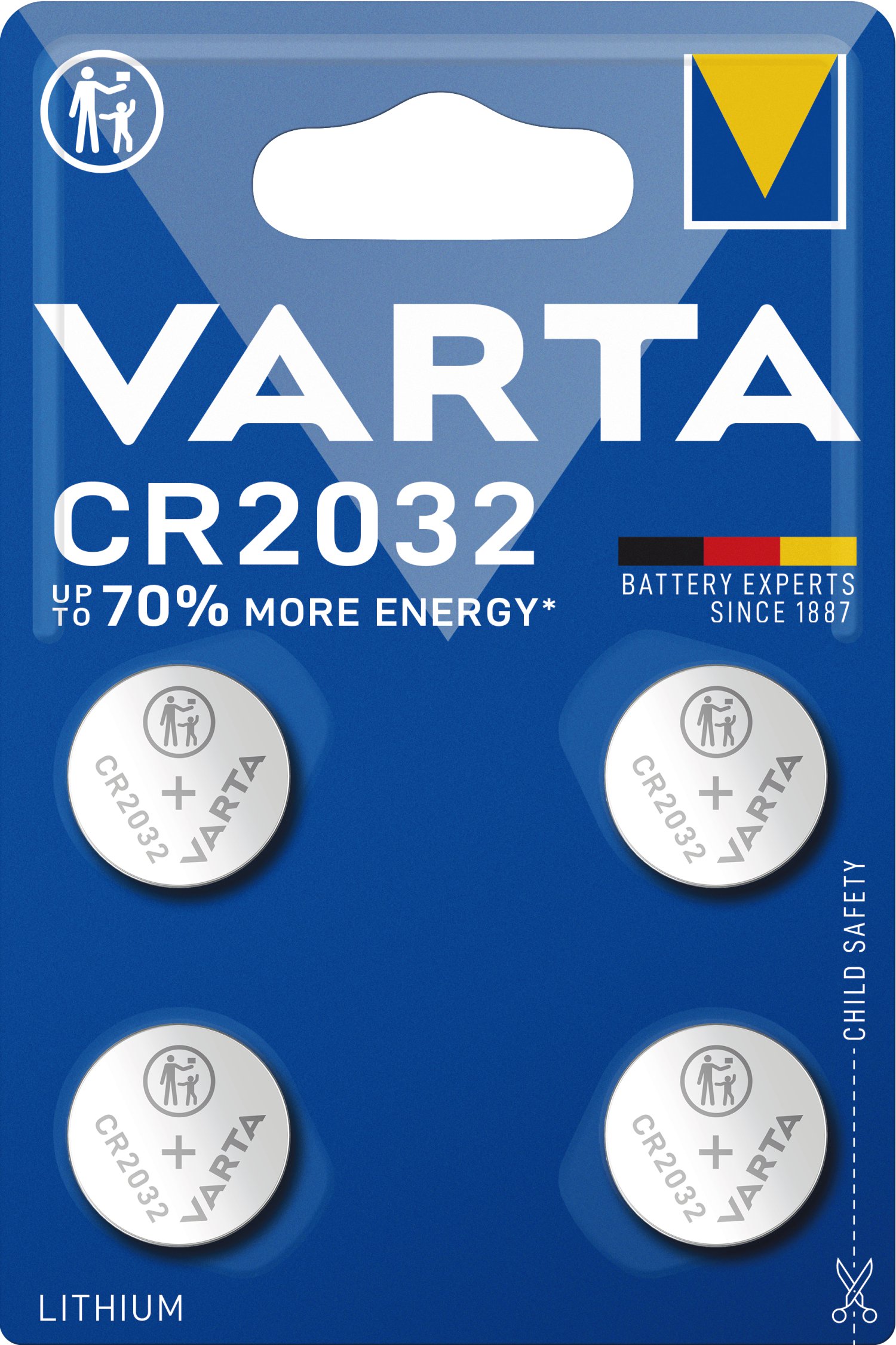 VARTA Lithium Knopfzelle CR2032 4er Pack