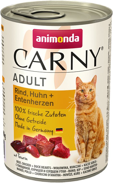 ANIMONDA Katzennassfutter Carny Adult Rind, Huhn & Entenherzen 400 g