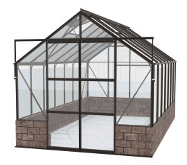 VITAVIA Gewächshaus Cassandra 11500 ESG 3 mm Schwarz, Sockel Herbstlaub