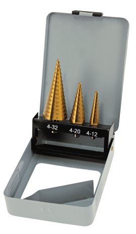 HSS-Stufenbohrersatz in Metallkassette 3-tlg.