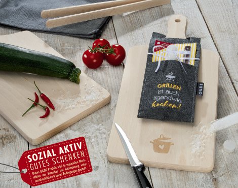 Holzschneidebrett Grillen