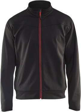 BLÅKLÄDER Sweatjacke mit Reißverschluss schwarz/rot
