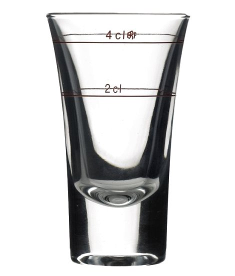 Stamperl Dublino mit rotem Füllstrich 2+4 cl
