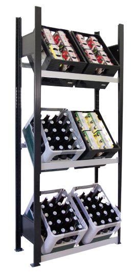 SCHULTE REGALWELT Getränkekistenregal Schwarz/Silber 180x75x30 cm
