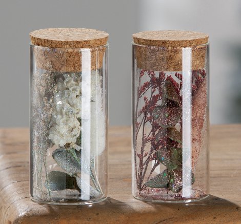 TrockenBlumen im Glas mit Glitzer 26510