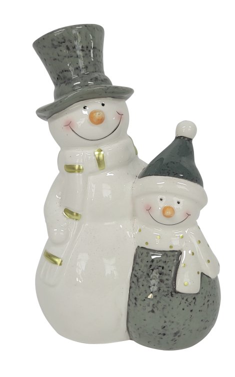 Dekofigur Schneemann Grün/Weiß 13,2x8x21,3 cm