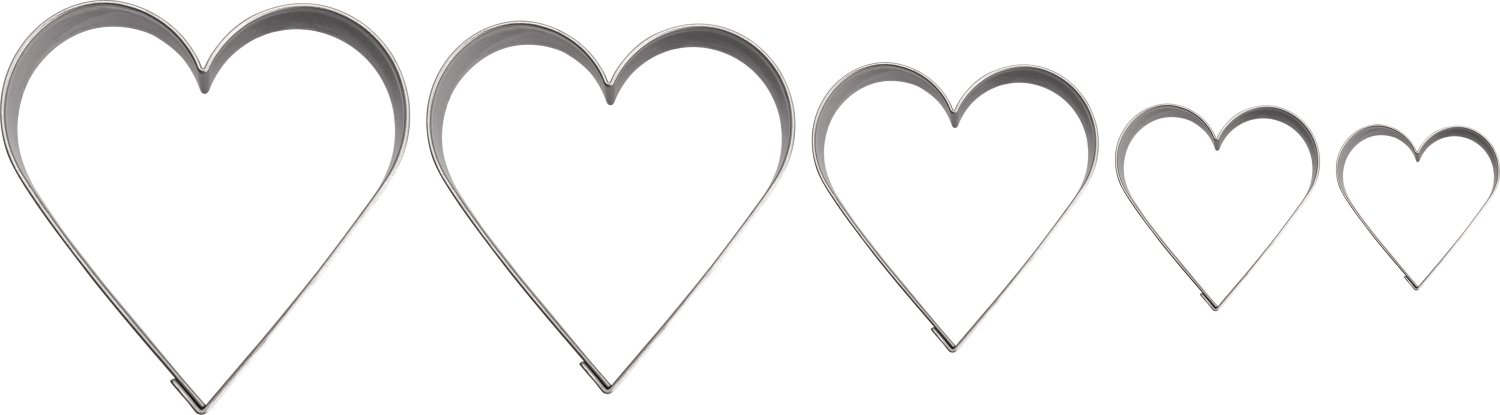 Keksausstecher 5er-Set Herz Edelstahl 20-50 mm