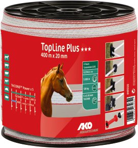 AKO Band TopLine Plus 400 m x 20 mm, weiß/rot