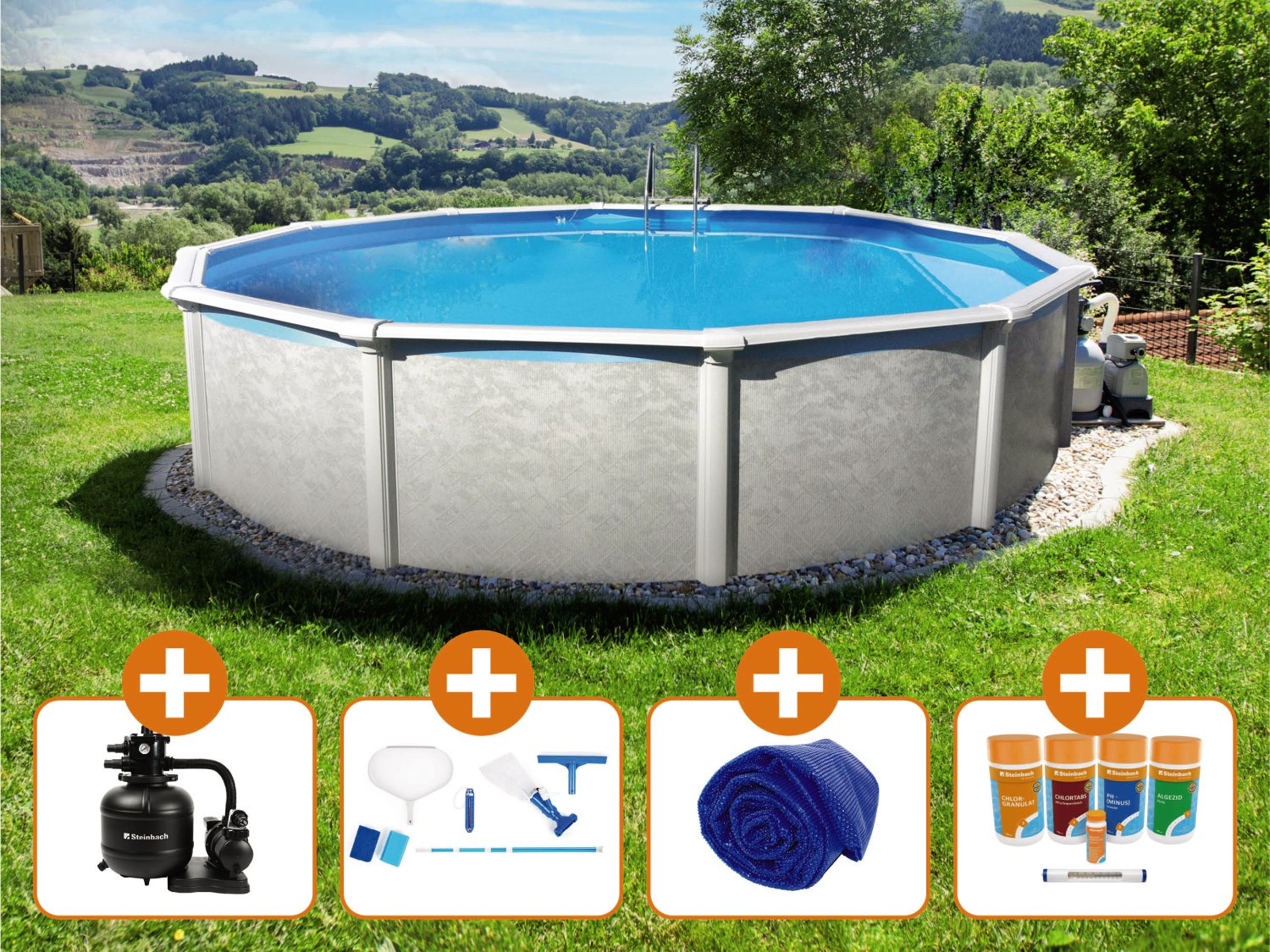 STEINBACH Stahlwandpool-Set Grande Ø 457x135 cm Small