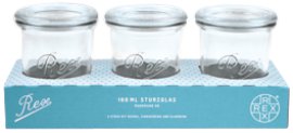 REX Sturzglas mit Deckel, 3 Stk., 160 ml