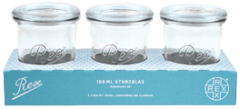 Rex Sturzglas mit Deckel 160 ml, 3 Stk.