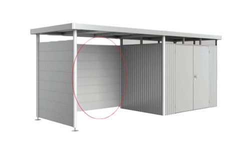BIOHORT Rückwand für Seitendach H2/H3/H4/H5 für Gerätehäuser HighLine®, Panorama®, AvantGarde® 266x4x181 cm, Größe L Quarzgrau-Metallic