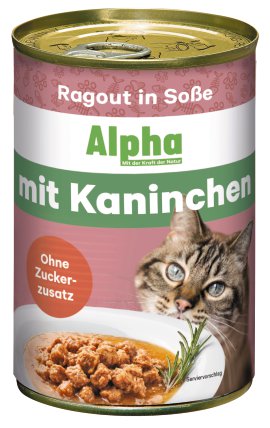 ALPHA Katzennahrung Dose Kaninchen in Gelee 24x415 g