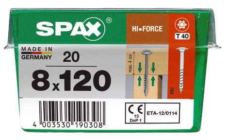 SPAX Schraube HIF Wirox 8x120 mm 20 Stk.