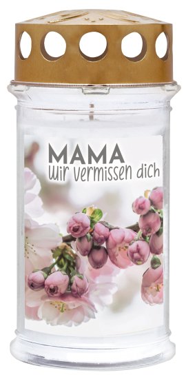 AMBROSIUS Grablicht 5 Tage Motivkerze Mama "Wir vermissen dich"