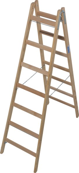 KRAUSE Holz Sprossen-Doppelleiter 2x7 Sprossen