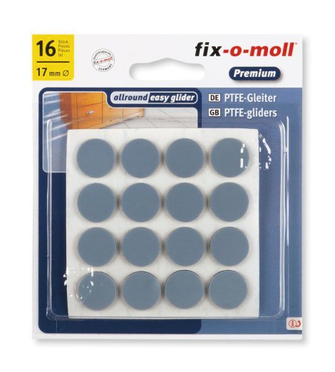 SUKI Easyglider flach klebend Grau 17 mm, 16 Stk.