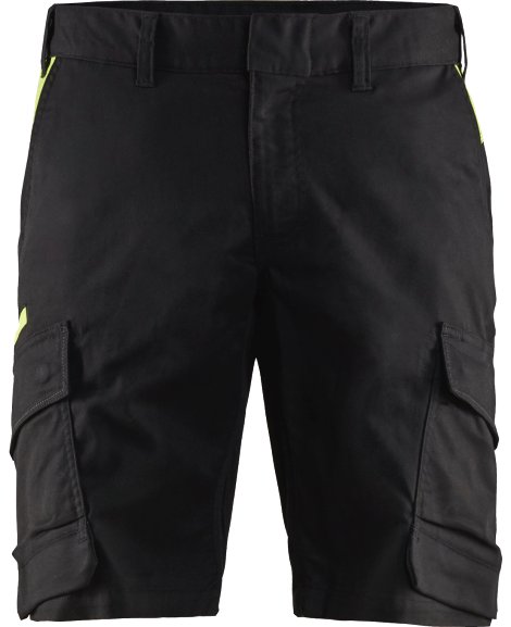 BLÅKLÄDER Herren Industrie Shorts Stretch Schwarz/Gelb 58