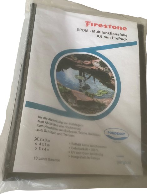 PondEasy EPDM-Dichtungsfolie PrePack 0,8 mm Zuschnitt 4x3 m