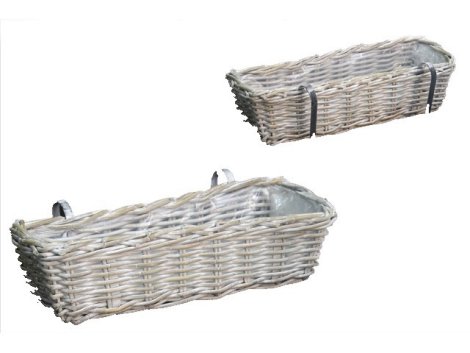 Balkonkorb Rattan Weiß 60 cm