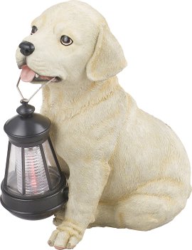 GLOBO LED-Solar Dekoaußenleuchte Figur Hund Beige/Weiß/Schwarz 15,5x23,5x25 cm (LxBxH)