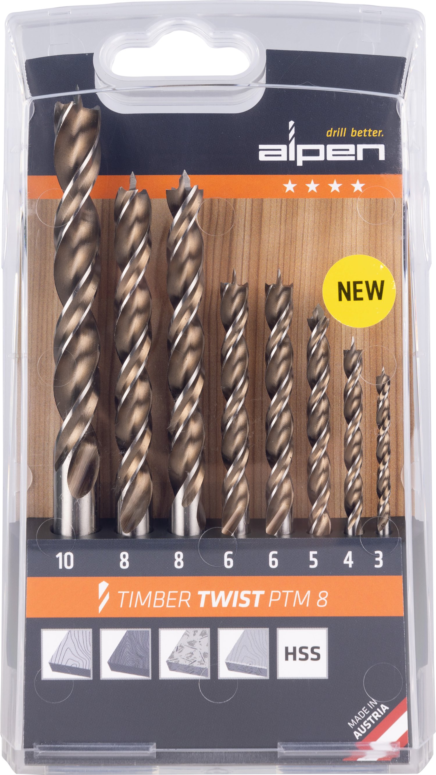 ALPEN  Bohrkassette Timber Twist PTM 8-tlg.