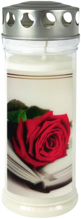 JEKA Gedenkkerze gross mit Motiv Rose Buch