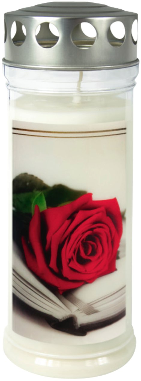 JEKA Gedenkkerze groß mit Motiv Rose Buch