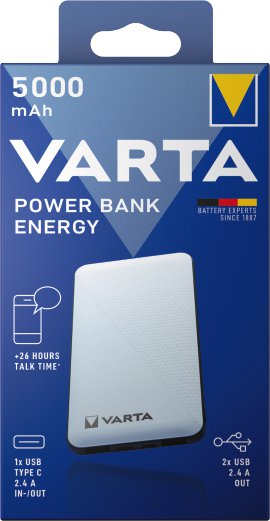 VARTA Power Bank Energy 5000 mAh + Ladekabel 