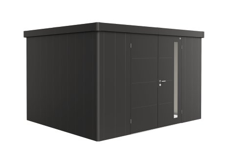 BIOHORT Gerätehaus Neo 3D Doppeltür 348x292x222 cm, Dunkelgrau-Metallic