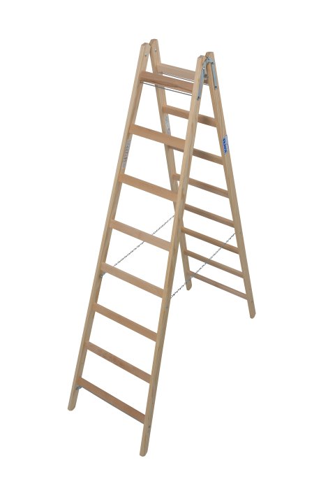 KRAUSE Stabilo Sprossen-Doppelleiter Holz 2x8 Sprossen