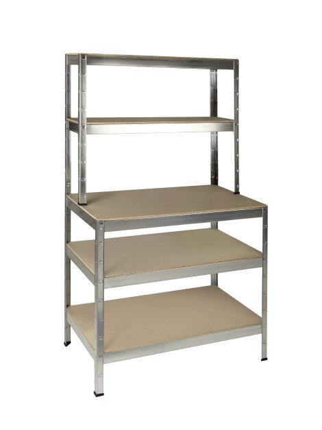 SCHULTE REGALWELT Stufenregal 5 Holzböden verzinkt 180x100x60 cm