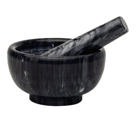 Mörser Marmor mit Stößel Schwarz 11x7 cm