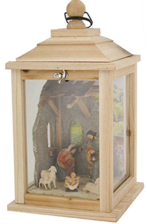 Laterne Natur mit Heilige Familie 22x22x39,6 cm
