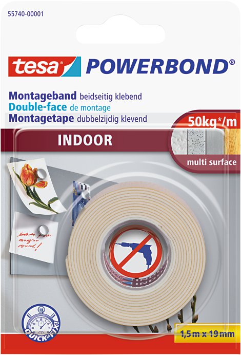 TESA Montageband Indoor 1,5 m x 19 mm
