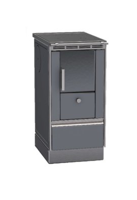 LOHBERGER Holzherd Rega 40 mit Stahlplatte 4,5 kW Anthrazit