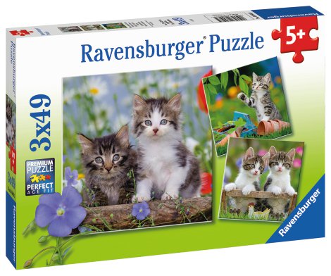 RAVENSBURGER Puzzle Süße Samtpfötchen 3x49-tlg.