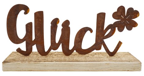 Gartenschild mit Schriftzug Glück 26x14 cm (BxH)