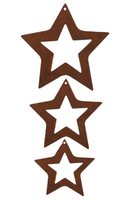 Garten-Dekohänger Sternenkette ungefädelt 3-tlg.  Ø 14/12/8 cm