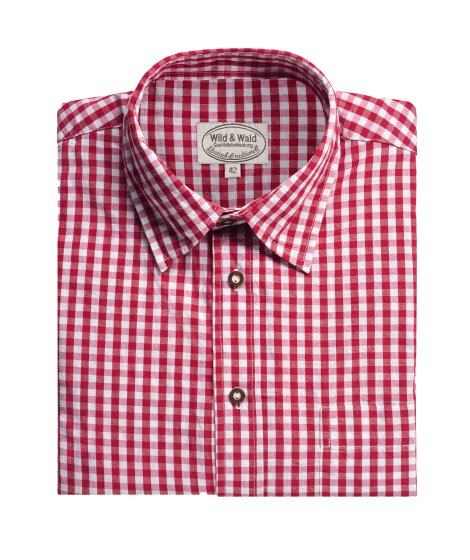 Wild & Wald Herren Langarm Hemd Peter klassisch Rot 40