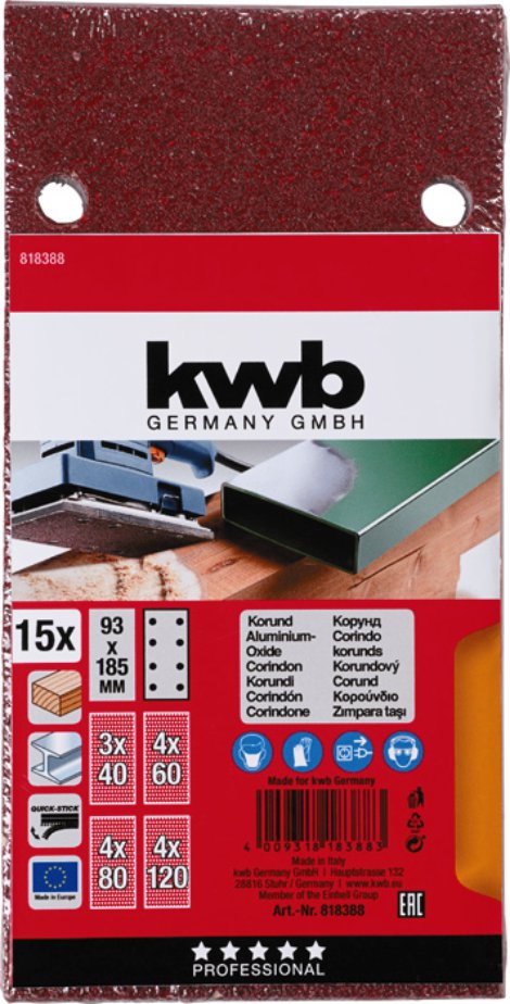 KWB Schleifstreifen Holz&Metall 93x185 mm