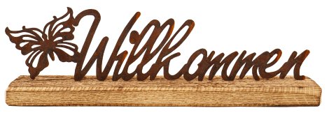 Gartentafel mit Schriftzug Willkommen auf Fichtenholz 30 cm