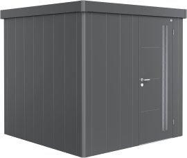 BIOHORT Gerätehaus Neo 2B Standardtür 236x236x222 cm, Dunkelgrau-metallic