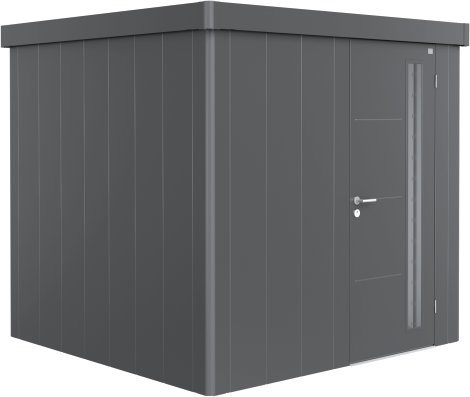 BIOHORT Gerätehaus Neo 2B Standardtür 236x236x222 cm, Dunkelgrau-metallic
